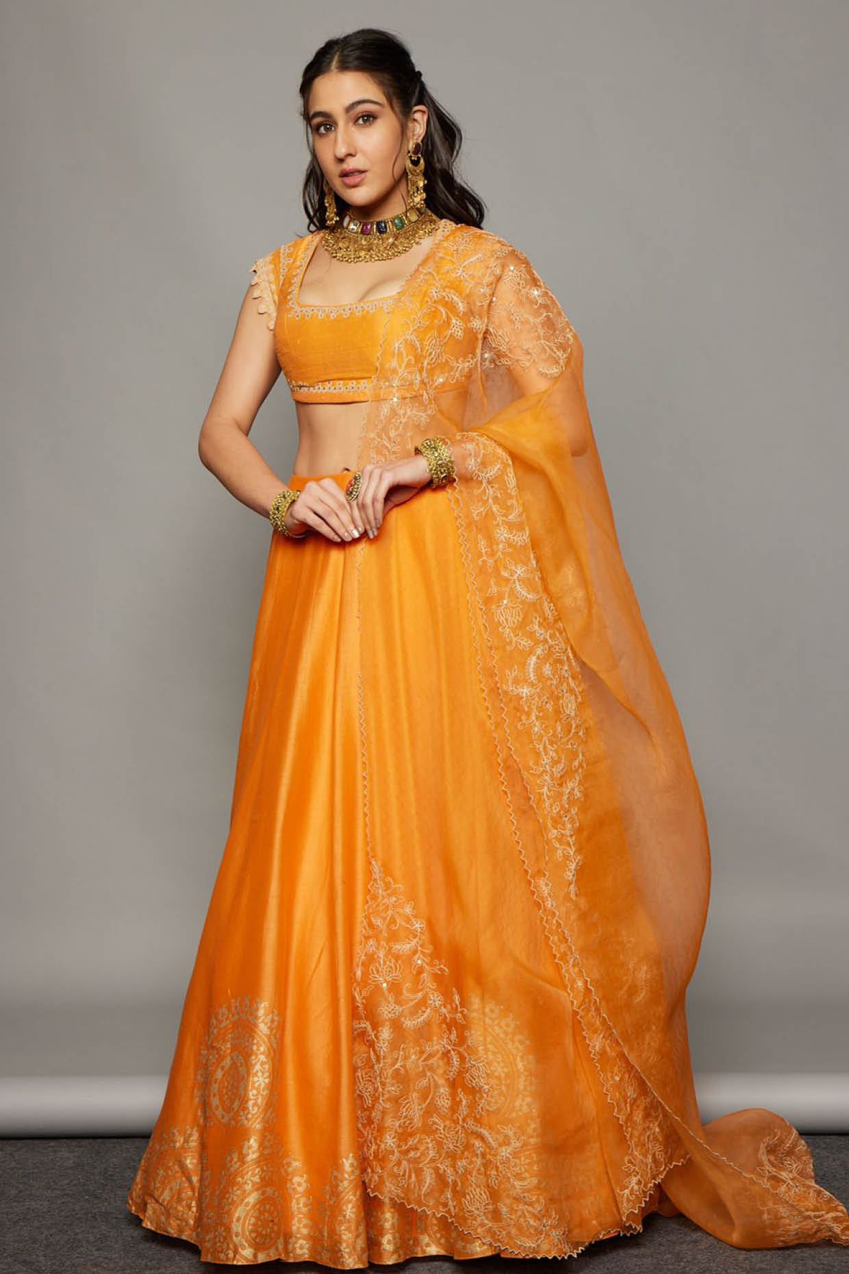 Orange skirt outlet lehenga