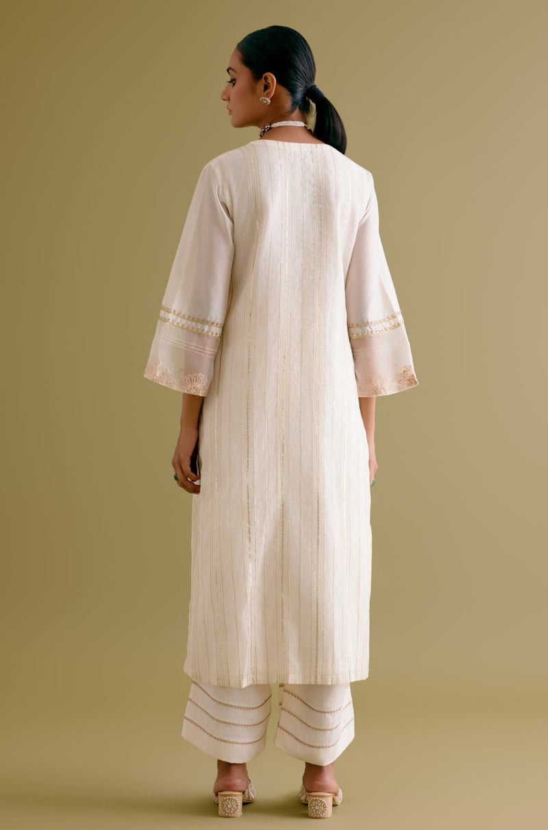 Ivory Zari Detailed Chanderi Kurta Set