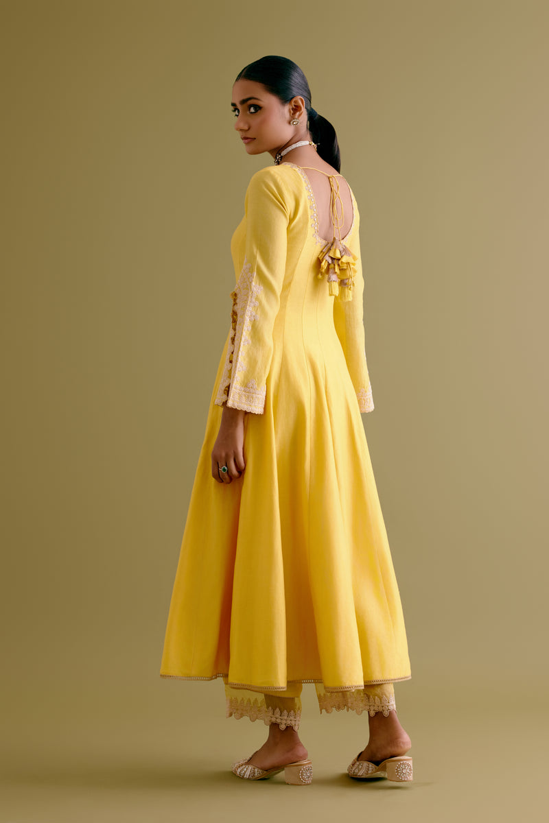 Yellow Dori Embroidered Anarkali Set