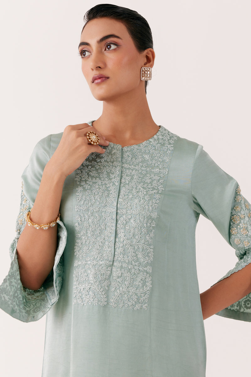 Aqua Blue Dori and Sequins Embroidered Kurta Set