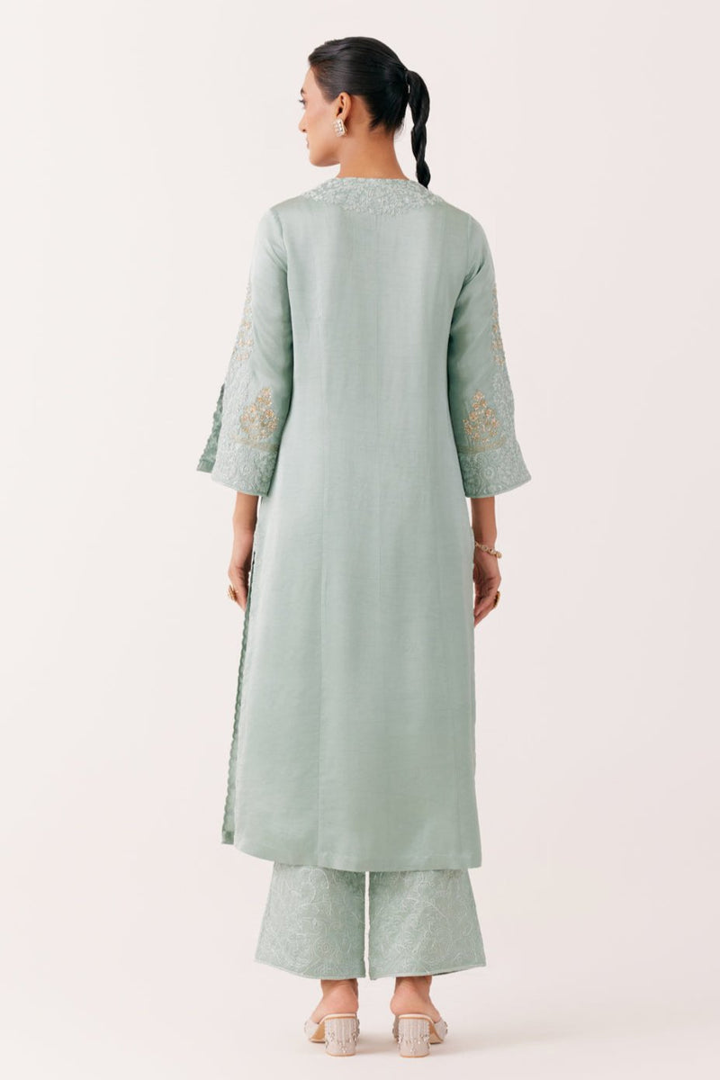 Aqua Blue Dori and Sequins Embroidered Kurta Set