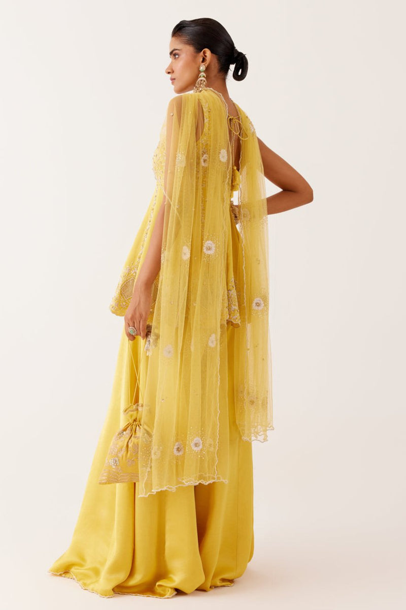 Yellow Sequined Sharara Set