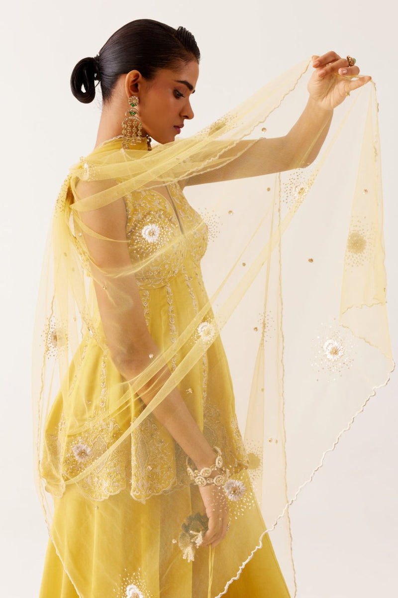 Yellow Sequined Sharara Set