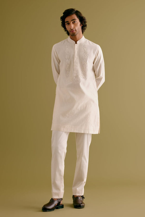 Ivory Silk Chanderi Dori Embroidered Kurta Set