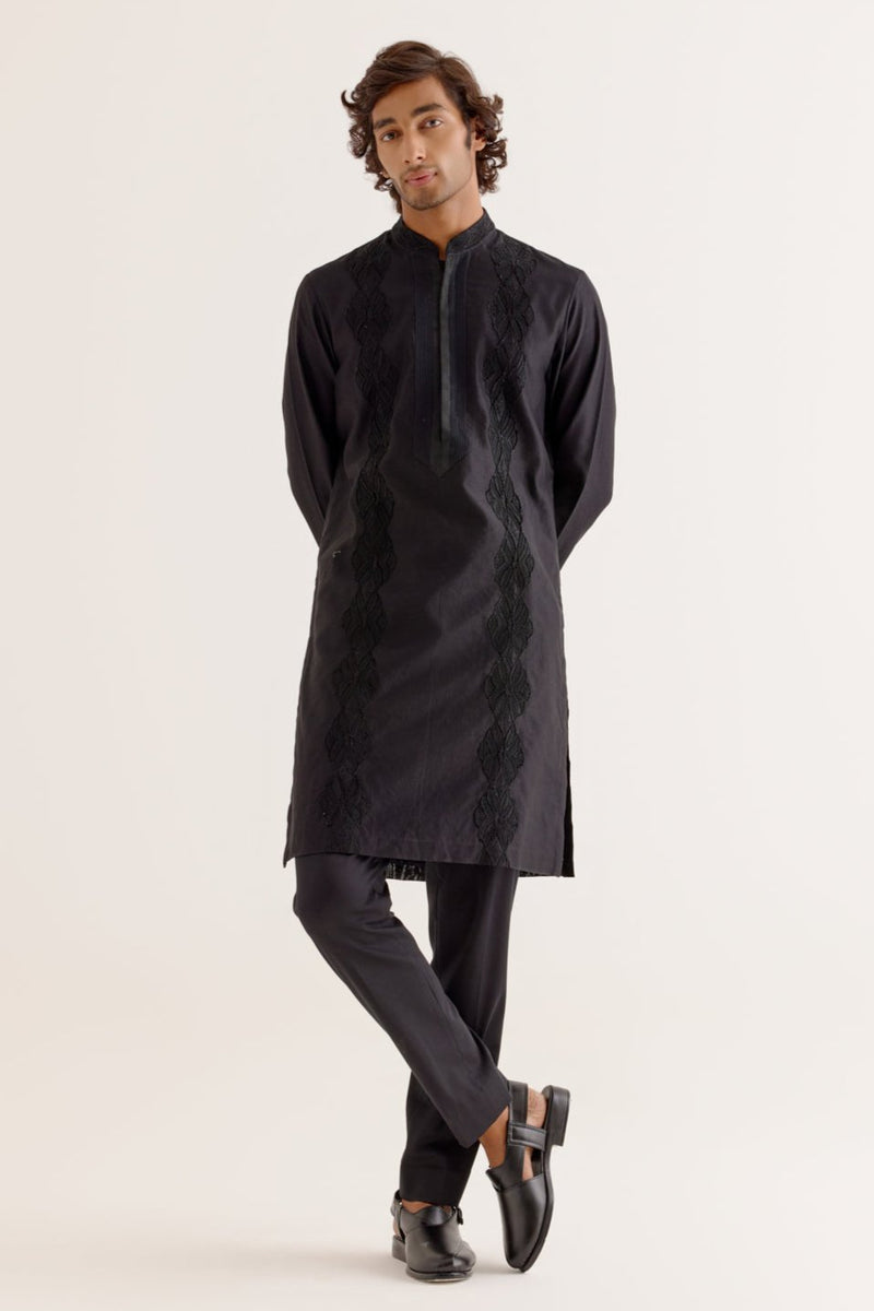 Black Dori Embroidered Kurta Set