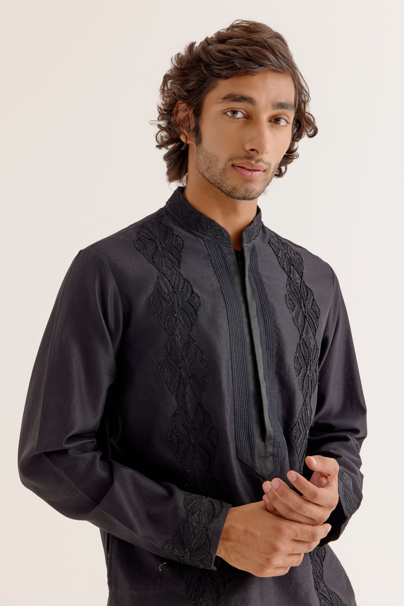 Black Dori Embroidered Kurta Set