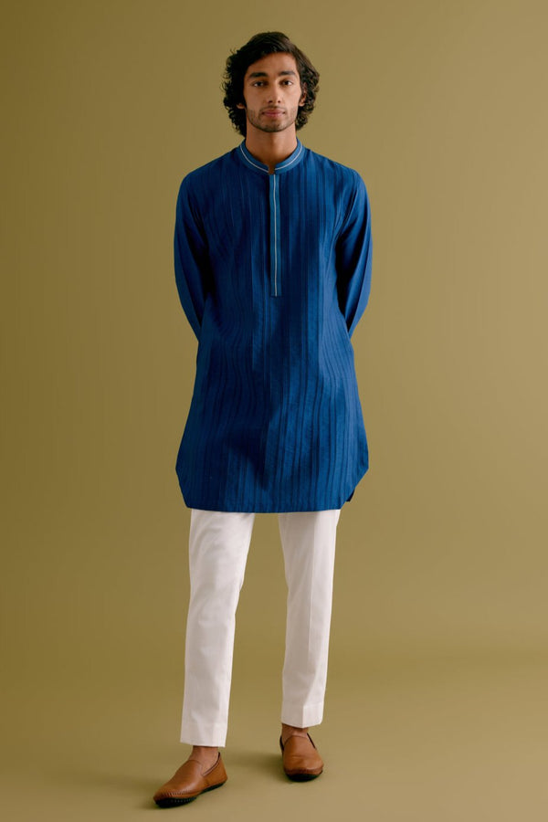 Royal Blue Pintuck Kurta Set