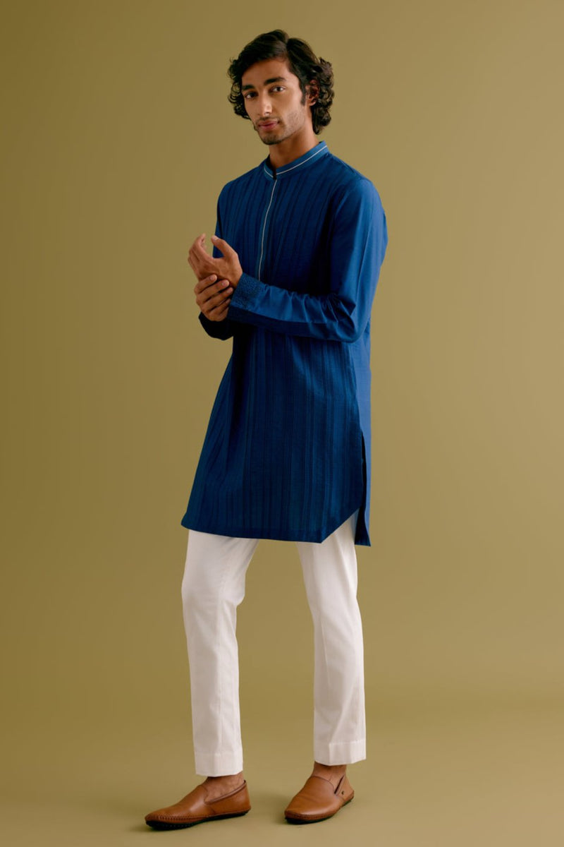 Royal Blue Pintuck Kurta Set