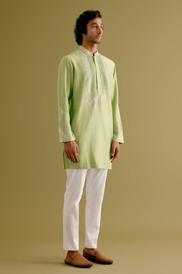 Pistachio Green Dori Embroidered Kurta Set