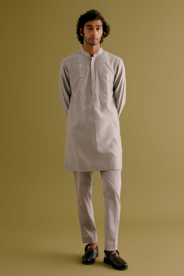 Grey Dori Embroidered Kurta Set