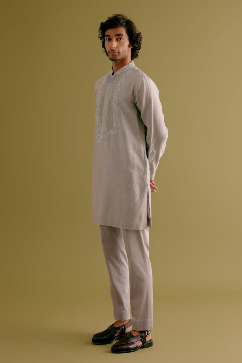 Grey Dori Embroidered Kurta Set