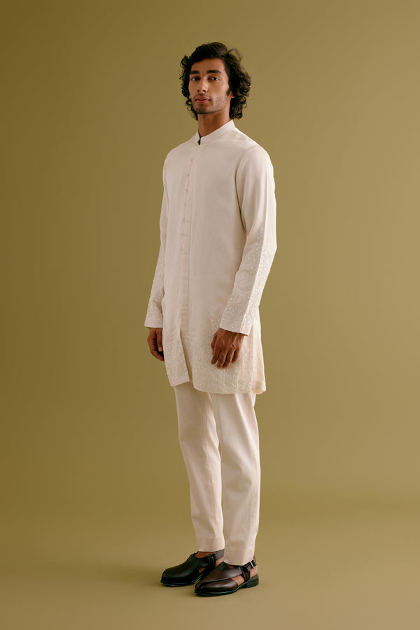 Ivory Front-Open Dori Embroidered Kurta Set