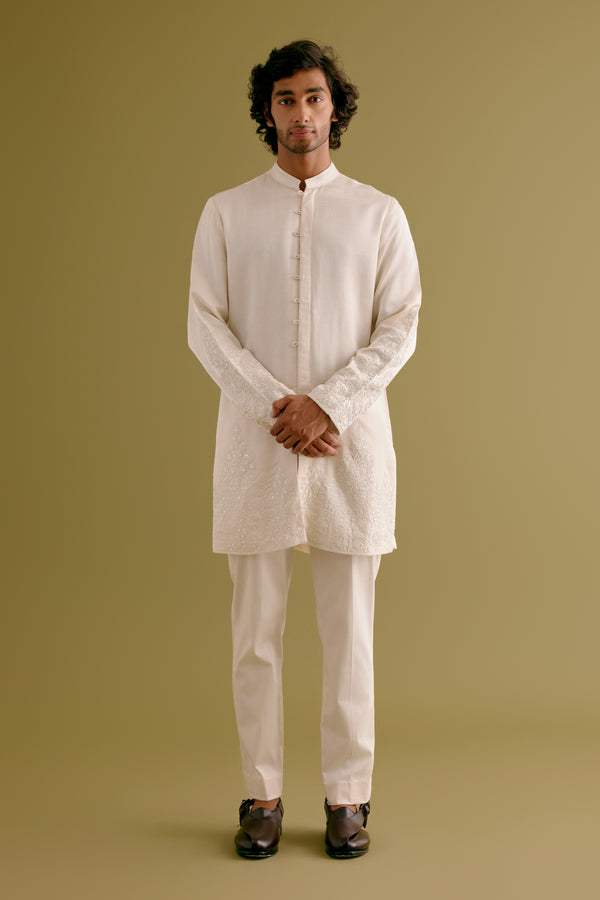 Ivory Front-Open Dori Embroidered Kurta Set