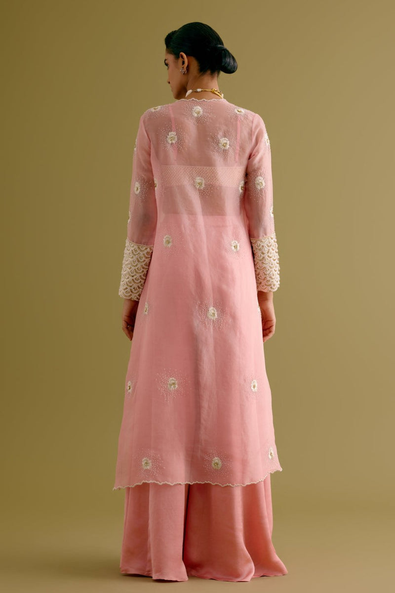 Blush Pink Embroidered Sharara and Jacket Set