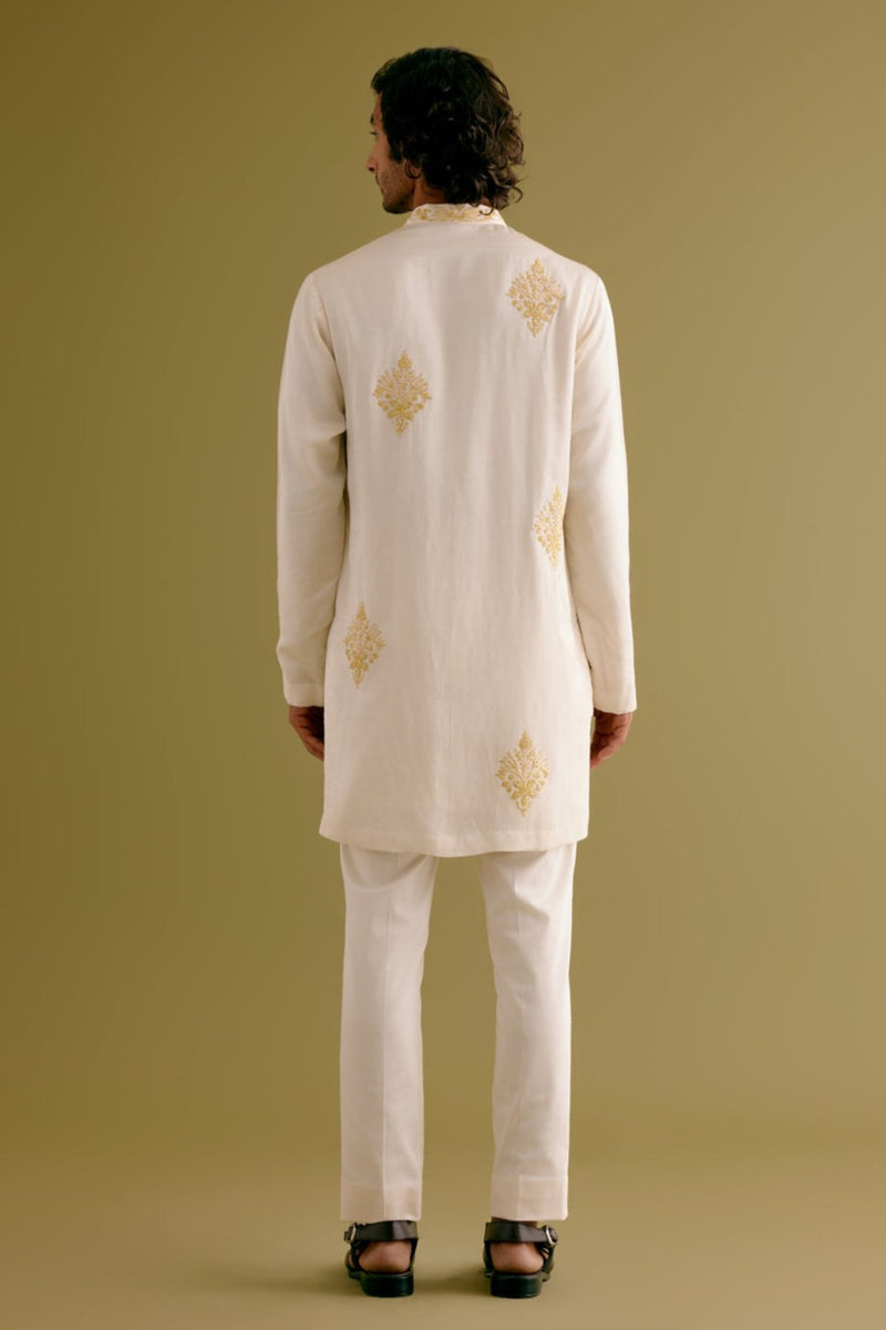 Ivory Front-Open Dori Embroidered Kurta Set