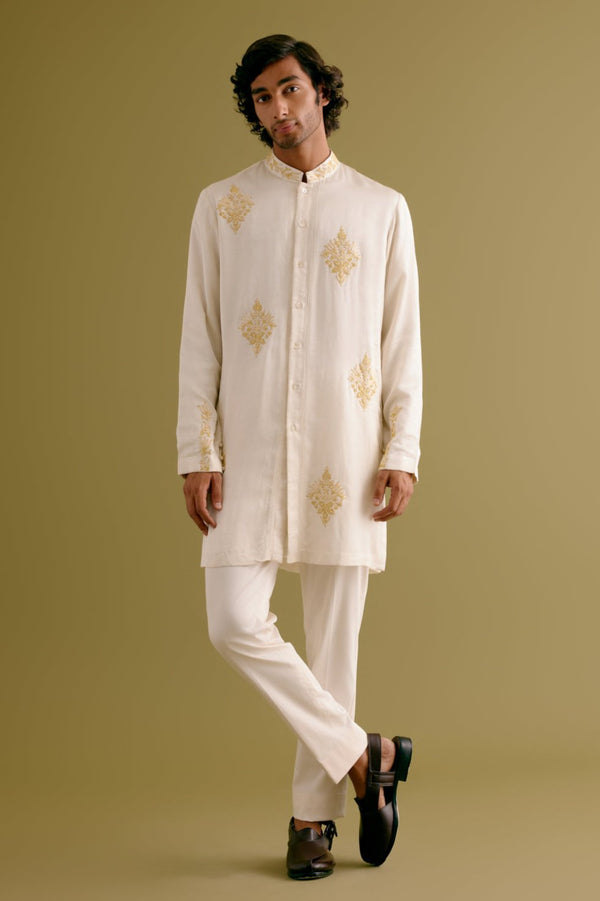 Ivory Front-Open Dori Embroidered Kurta Set