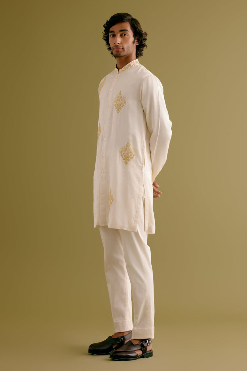 Ivory Front-Open Dori Embroidered Kurta Set