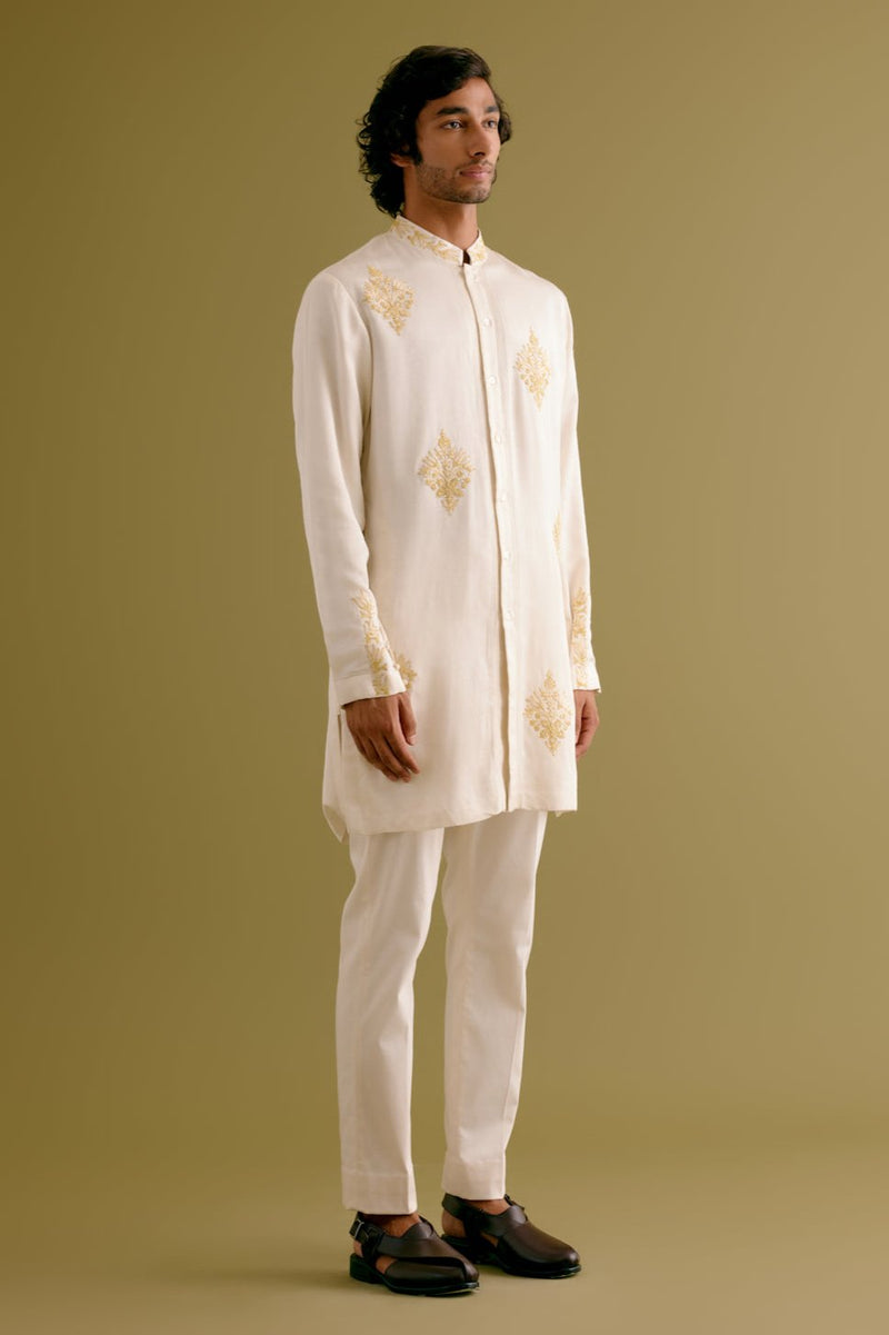 Ivory Front-Open Dori Embroidered Kurta Set