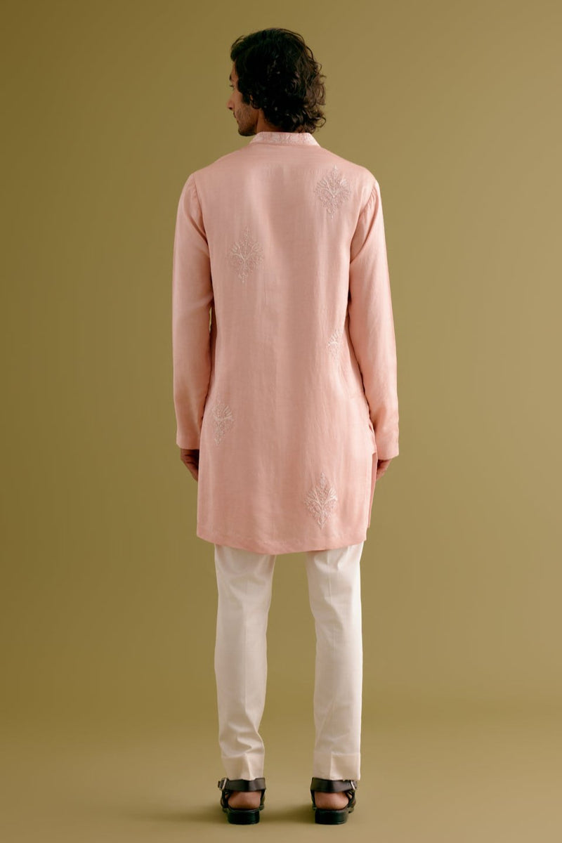 Blush Pink Front-Open Dori Embroidered Kurta Set