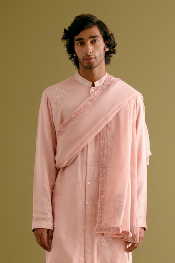 Blush Pink Dori Embroidered Stole