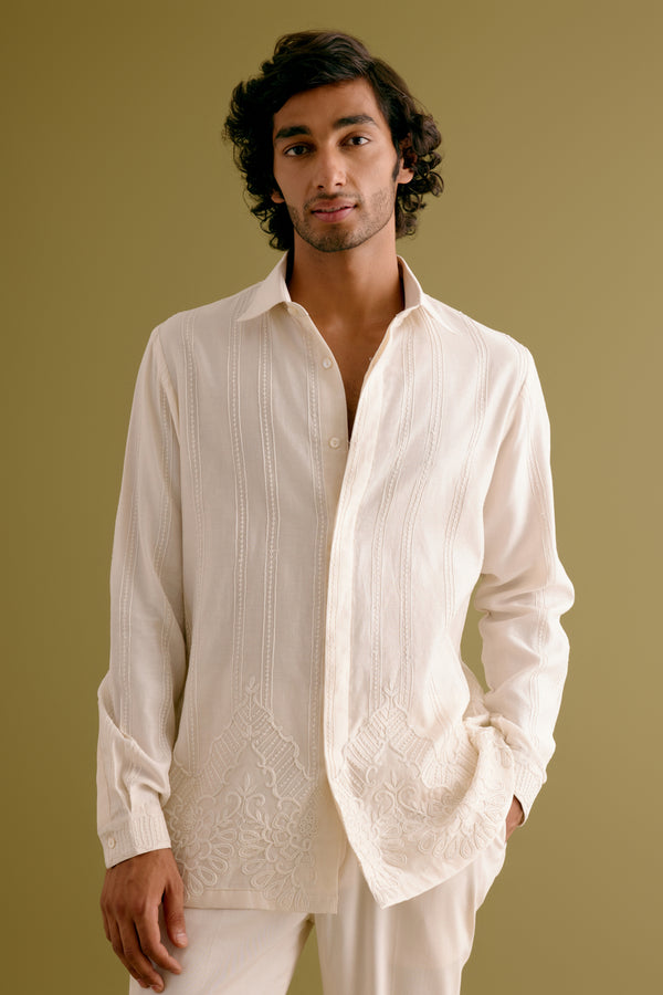 Ivory Silk Chanderi Shirt