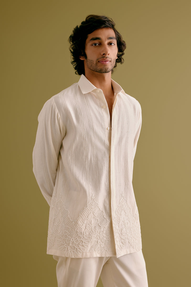 Ivory Silk Chanderi Shirt