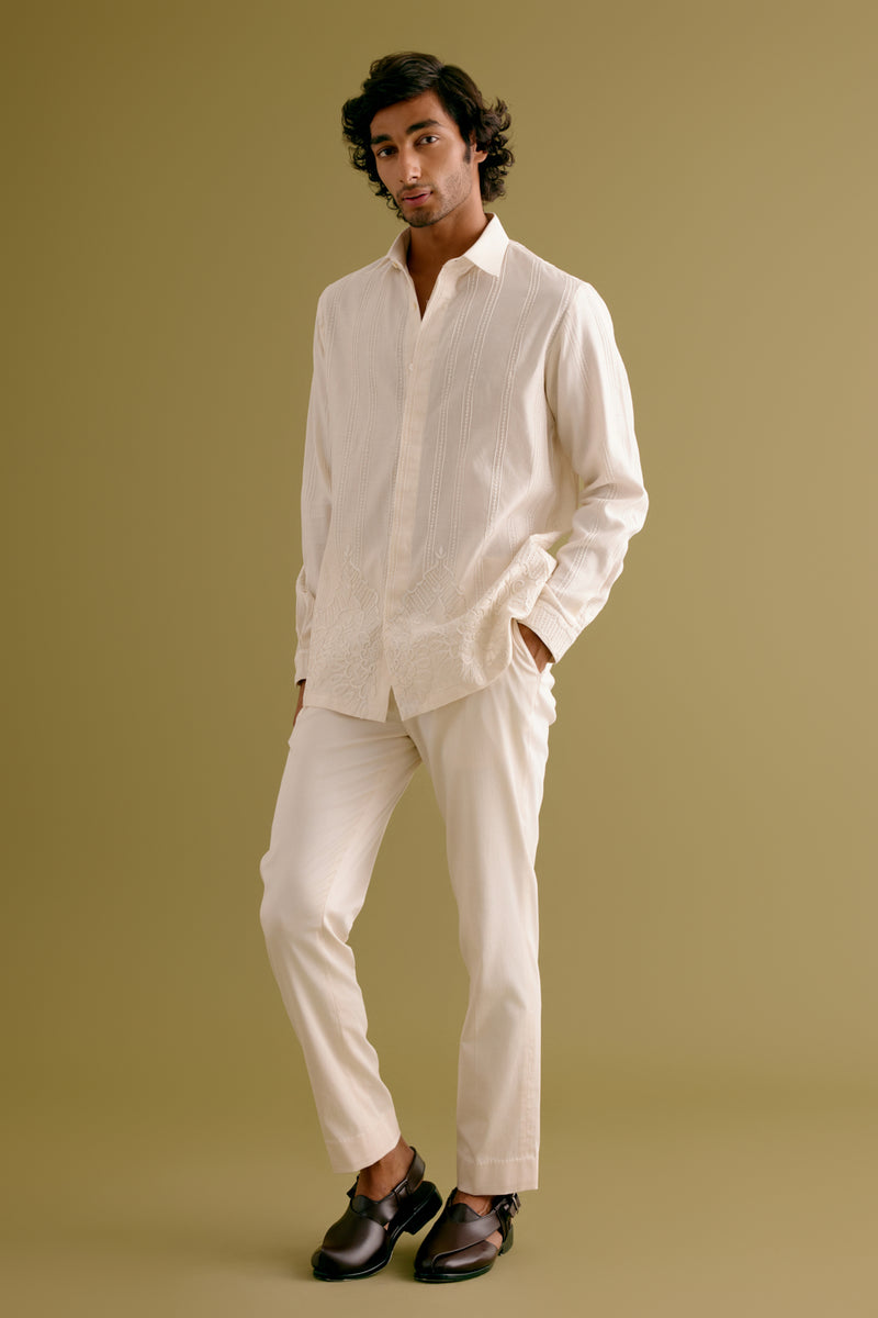 Ivory Silk Chanderi Shirt