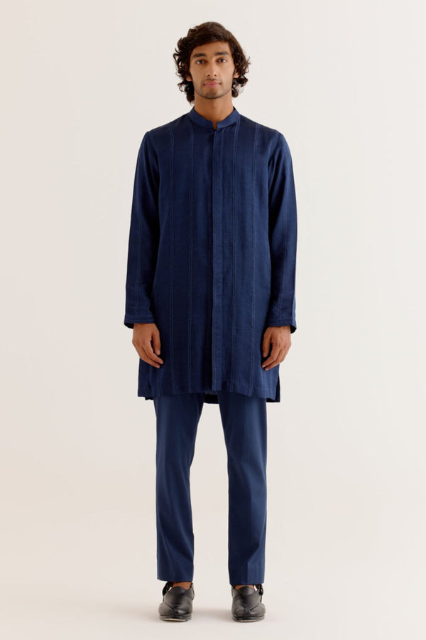 Royal Blue Front-Open Kurta Set