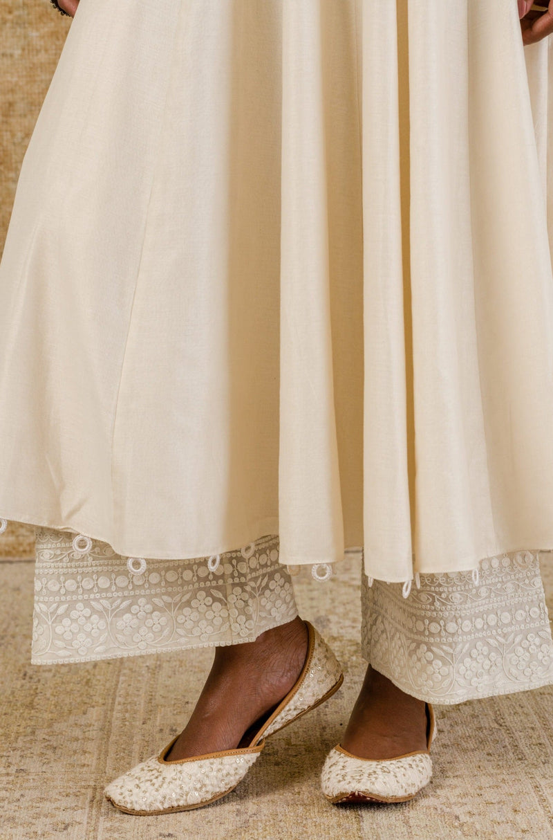 Prajakta Koli in Ivory Chanderi Anarkali Set