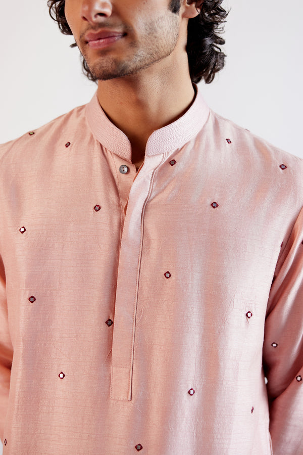 Blush Pink Embroidered Kurta with Pants