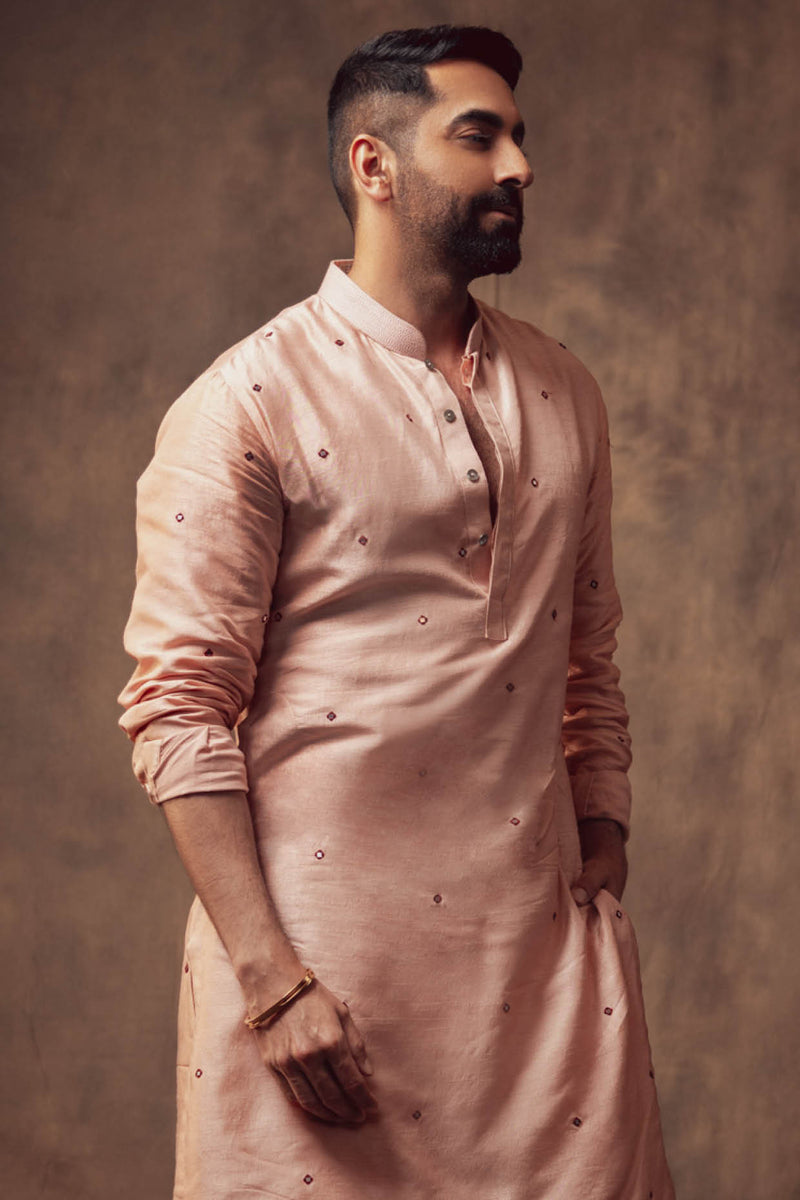 Ayushmann Khurrana in Blush Pink Embroidered Kurta with Pants