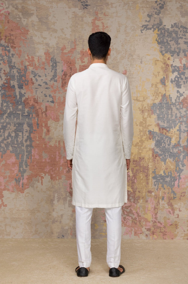 Ivory Kurta In Cotton Silk Blend Set