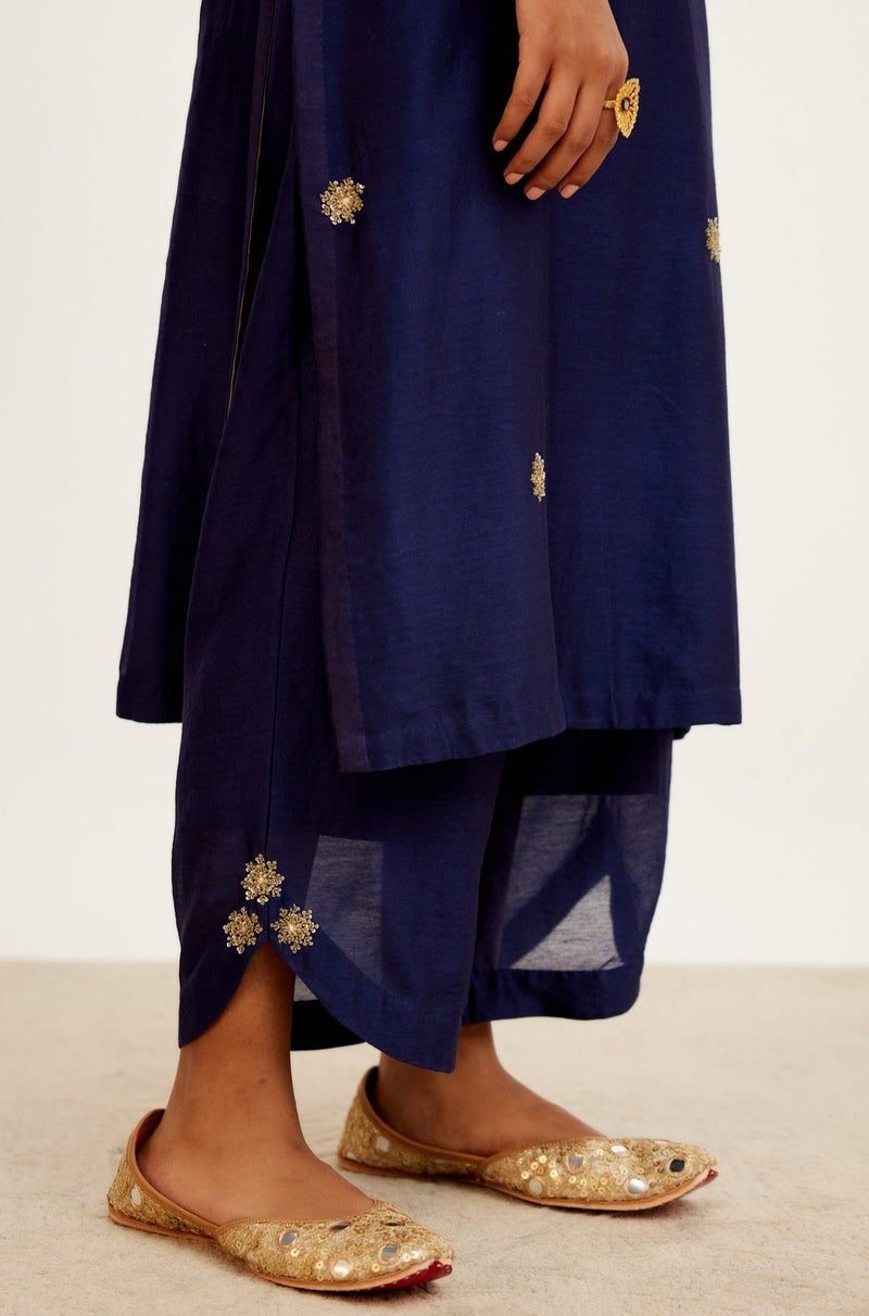 Navy Blue Hand Embroidered Kurta Set (RTS)